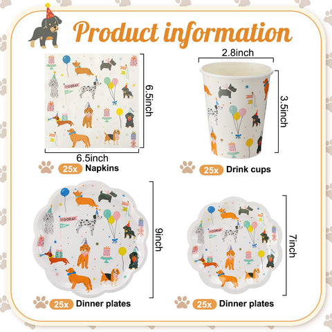 Jinei dog theme plates 7-inch ideal for snacks and meals