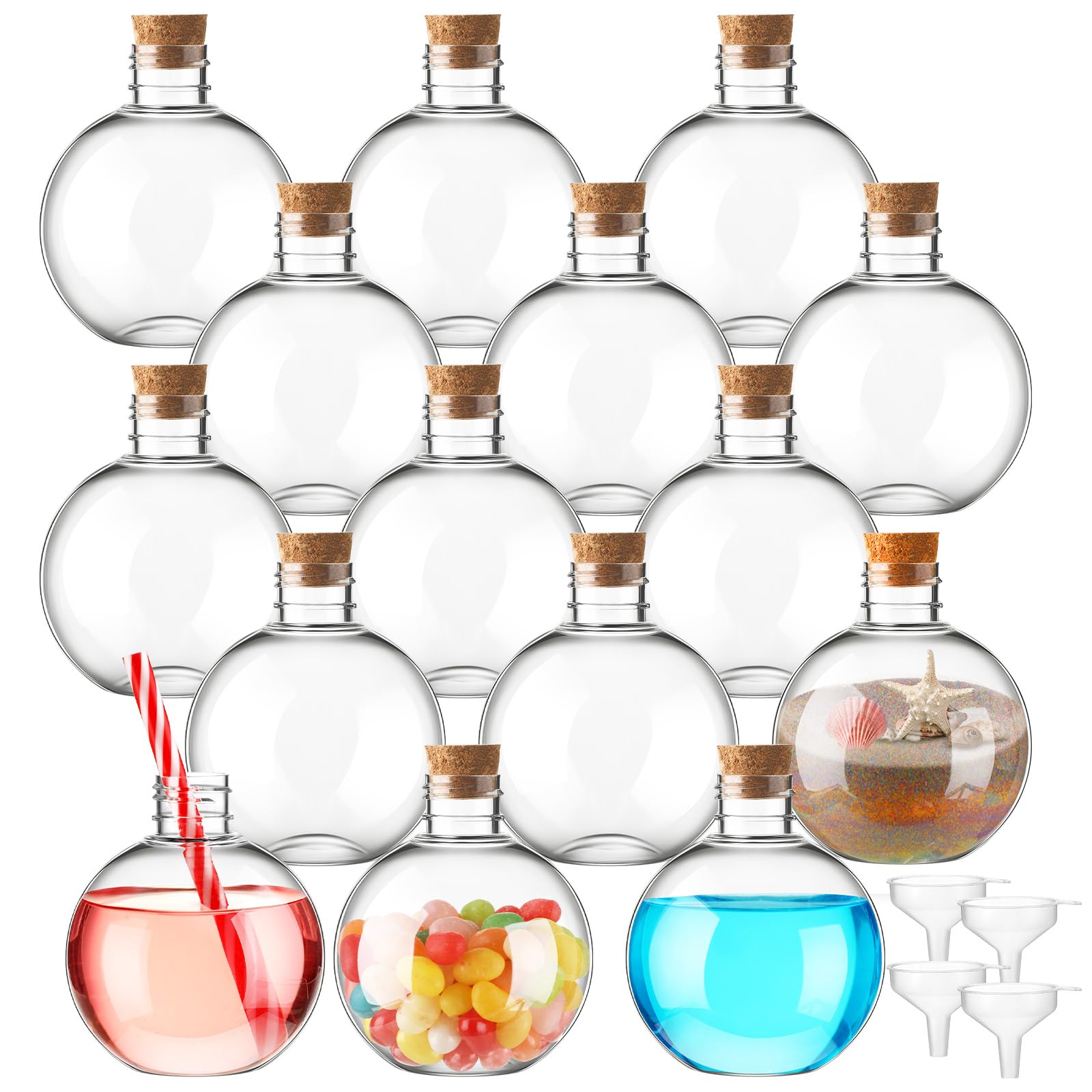 Jinei spherical bottle with cork for elegant decorative display.