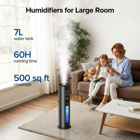 Jingkey humidifier with 360-degree nozzle directing mist across room