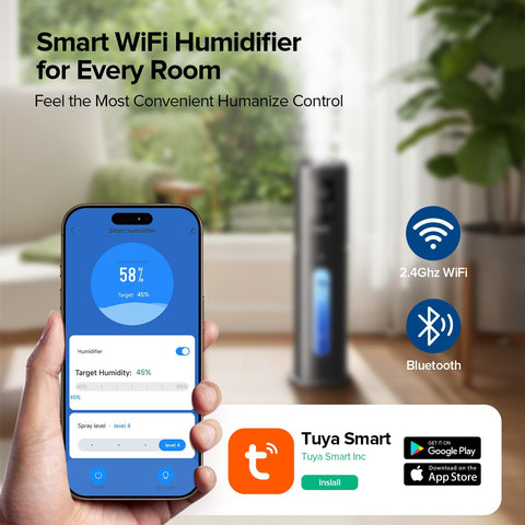 Jingkey humidifier app control interface on a smartphone
