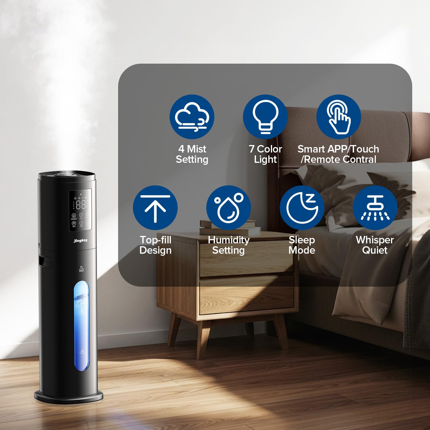 Jingkey humidifier with essential oil tray for fragrance diffusion