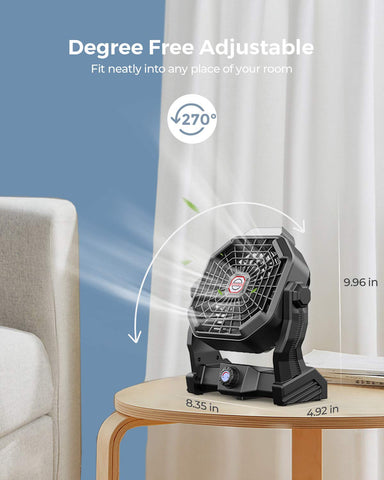 JINLICTE fan with 270-degree rotation targets cooling precisely where needed.