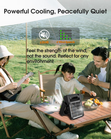 JINLICTE quiet motor delivers breeze with minimal noise during camping