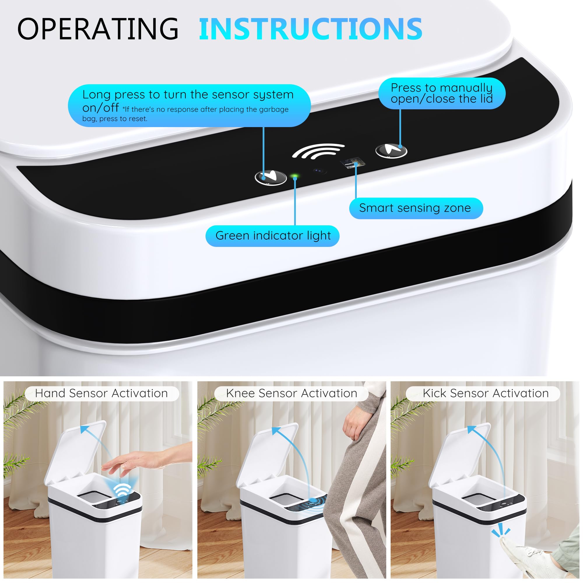 jinligogo 3Pack 2.6-gallon capacity trash can suitable for daily waste