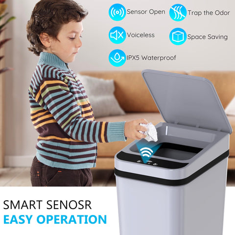 Automatic lid opening and closing with infrared sensor for easy waste disposal