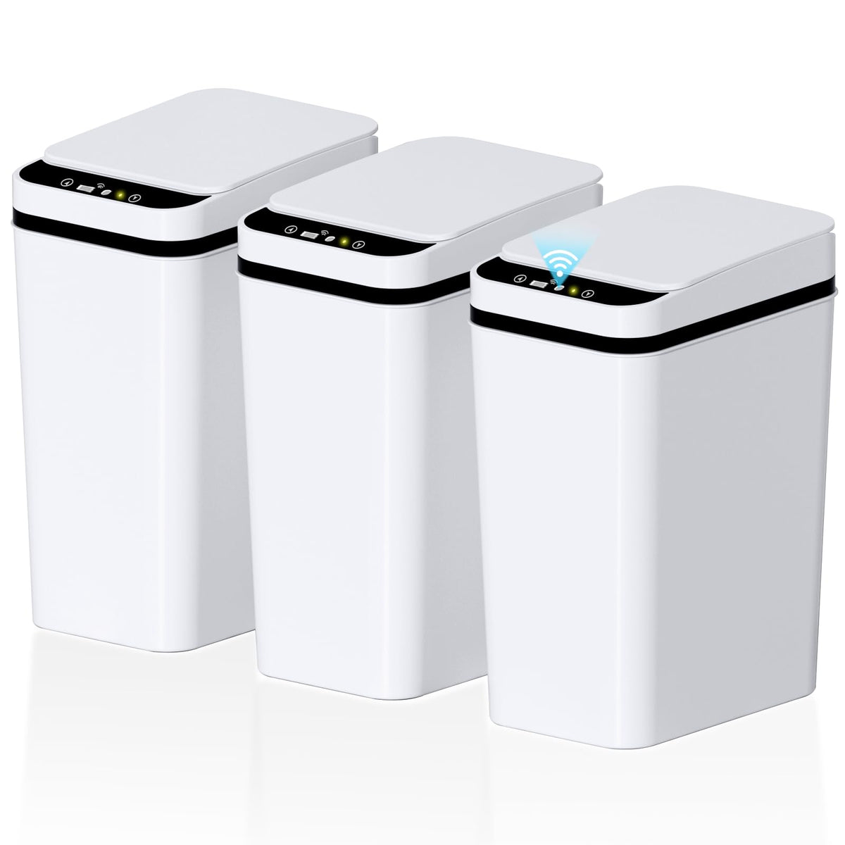 jinligogo 3Pack bathroom trash can lid demonstrates touchless operation for clean hands-free disposal