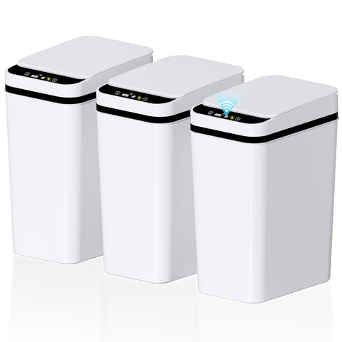 jinligogo 3Pack bathroom trash can lid demonstrates touchless operation for clean hands-free disposal