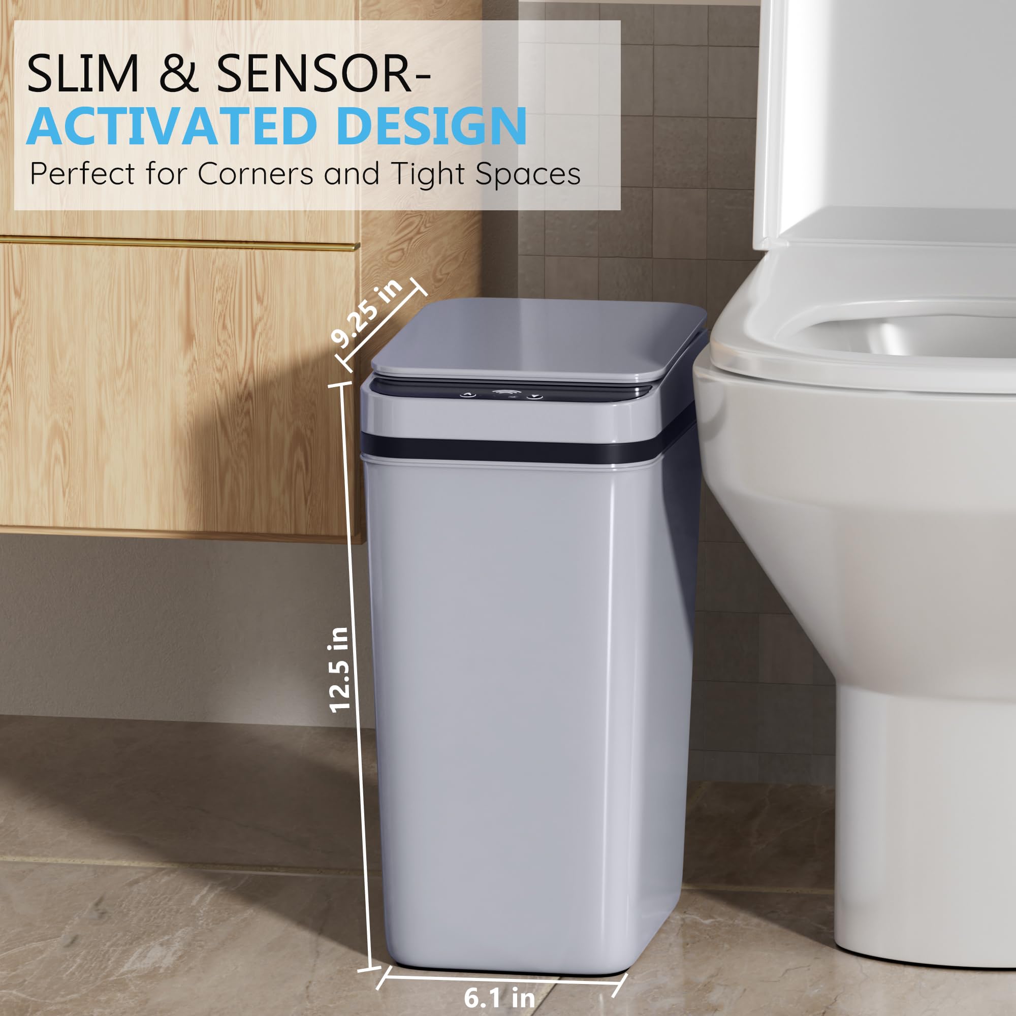IPX5 waterproof ABS trash can resists moisture in busy bathrooms