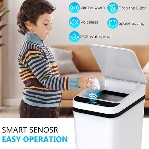 jinligogo 3Pack slim-design trash can shown in compact bathroom corner