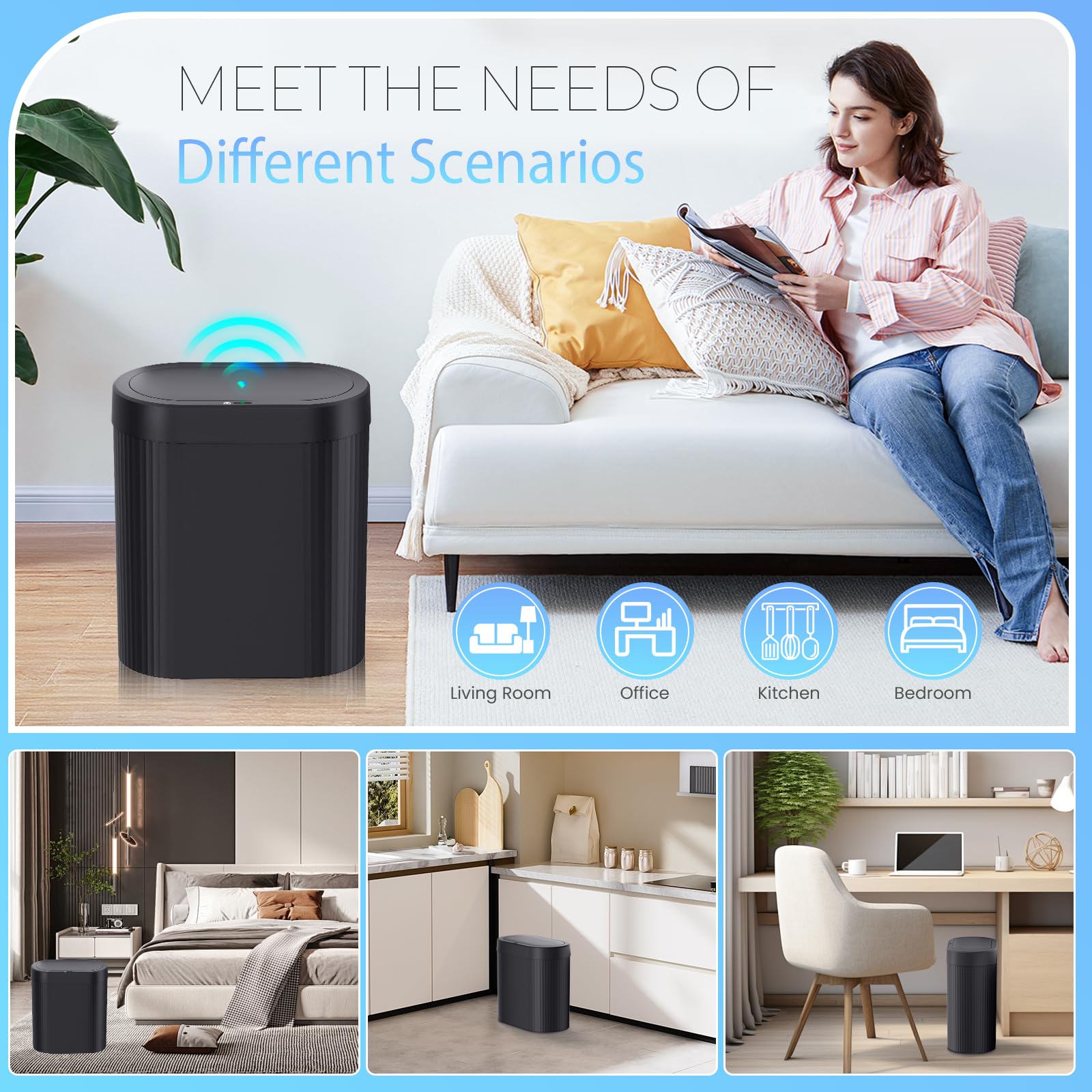 jinligogo versatile bin for kitchen, bathroom, bedroom, and office.