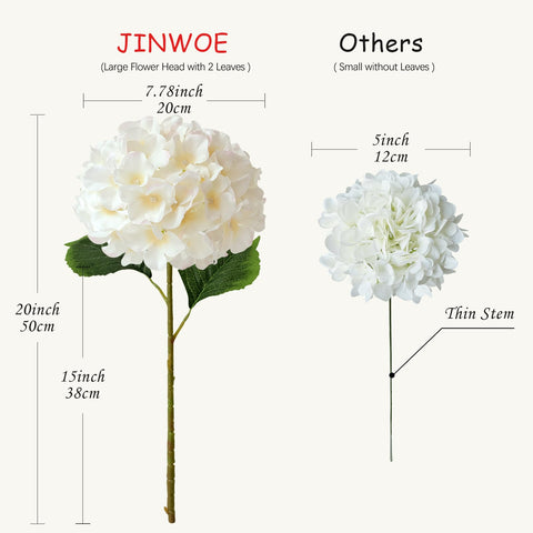Cream hydrangea heads by JINWOE highlight dramatic bouquets