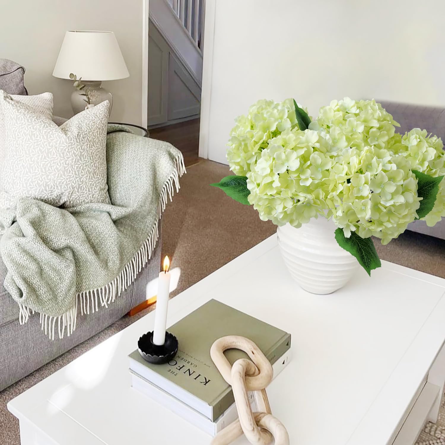 JINWOE hydrangea leaves add natural texture to home decor.
