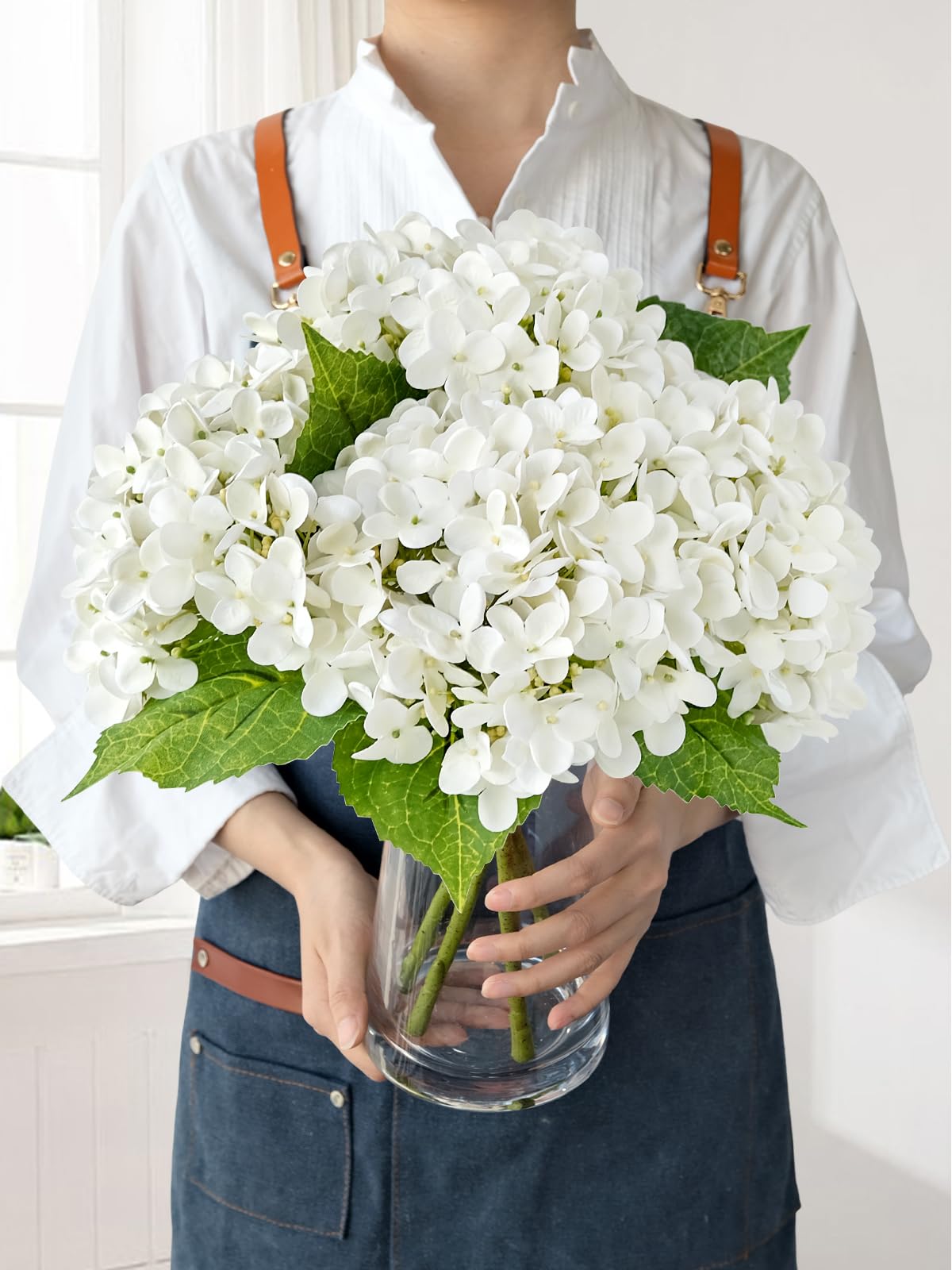 JINWOE hydrangea artificial flowers in ivory white for elegant centerpieces