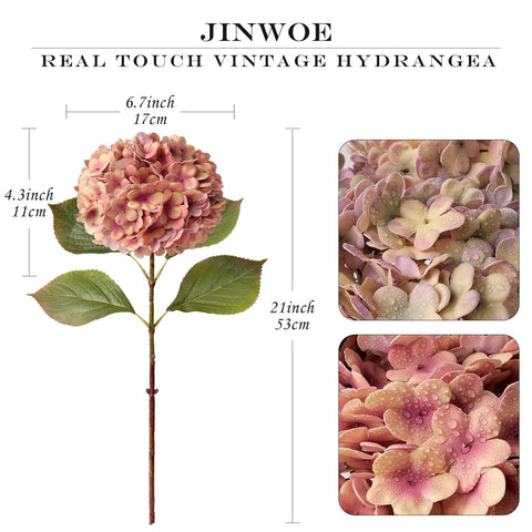 JINWOE adjustable hydrangea stem, length customizable for versatile arrangements.