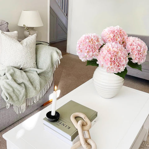 JINWOE pink hydrangea heads with 216 petals for lush centerpieces.