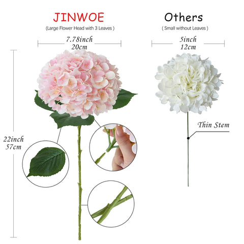 JINWOE large artificial hydrangeas suitable for home and outdoor use.