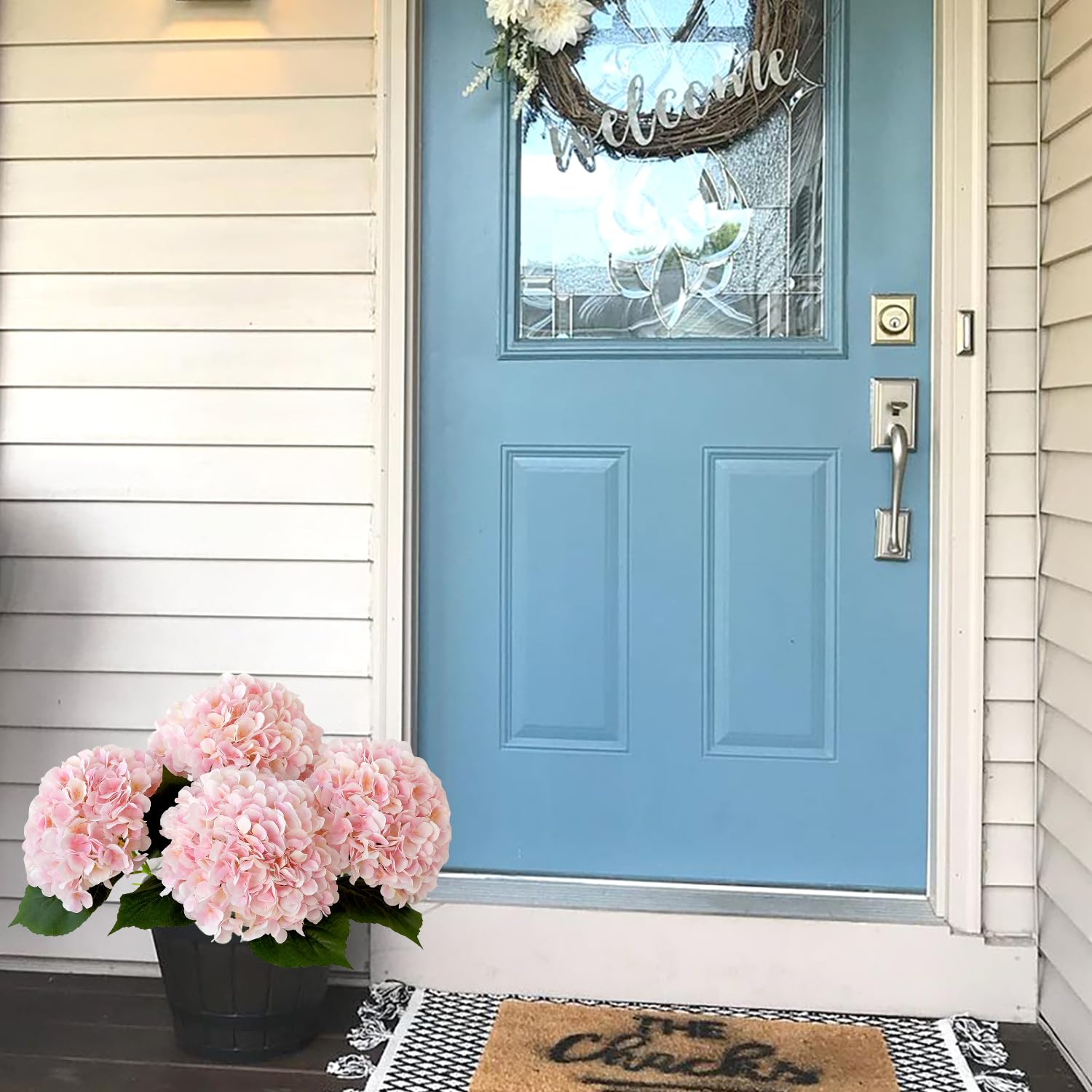 JINWOE pink hydrangea flowers create dramatic wedding and event decor.