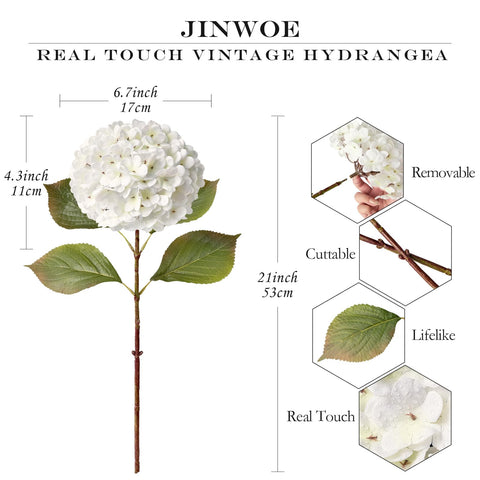 JINWOE real touch hydrangea petals offering lifelike texture without daily care.