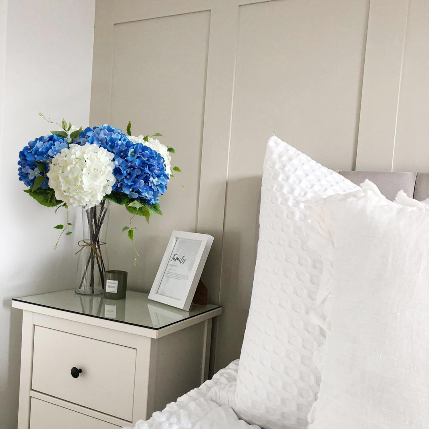 JINWOE Royal Blue Hydrangea dramatic blue flower cluster