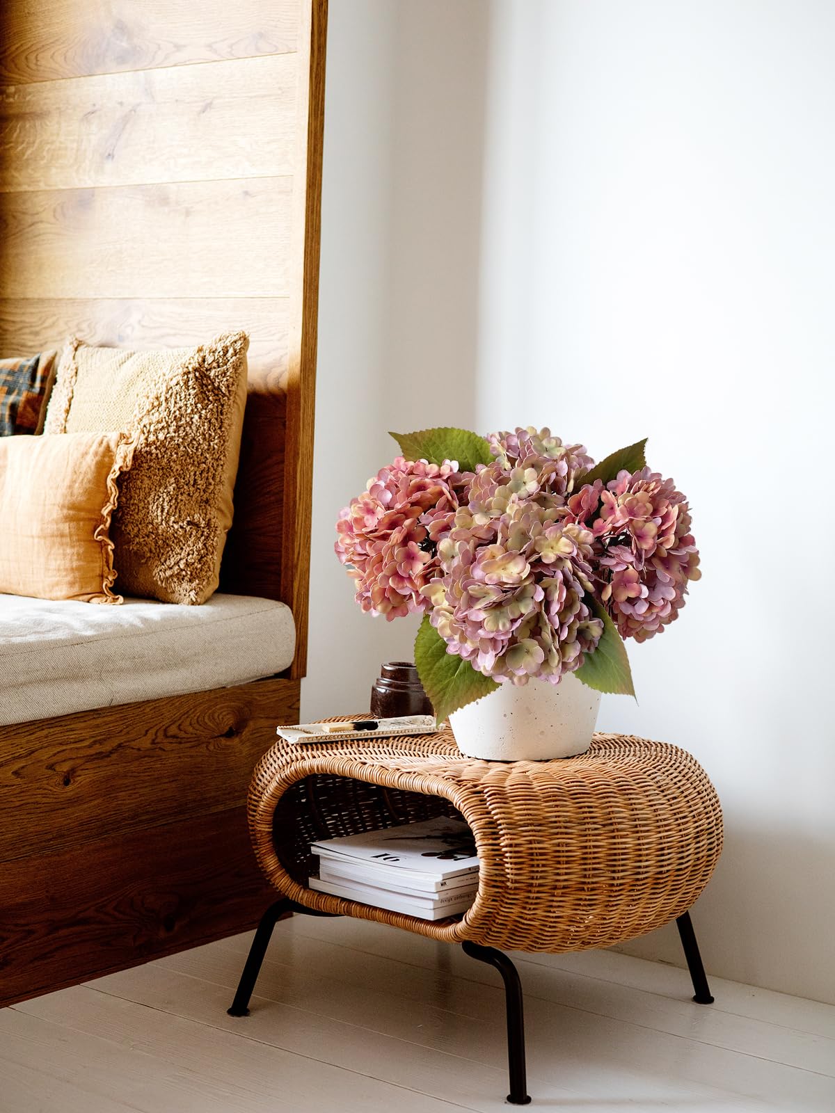 JINWOE vintage hydrangea purple head, 6.7in, perfect for seasonal decor.