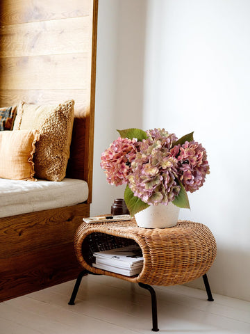 JINWOE vintage hydrangea purple head, 6.7in, perfect for seasonal decor.