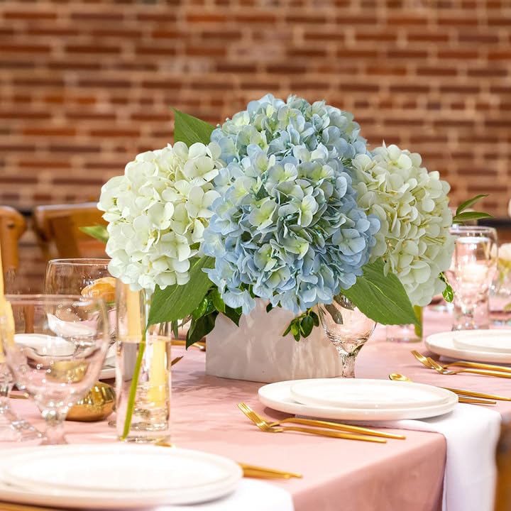 JINWOE White Hydrangea centerpiece-render long-lasting display for tables