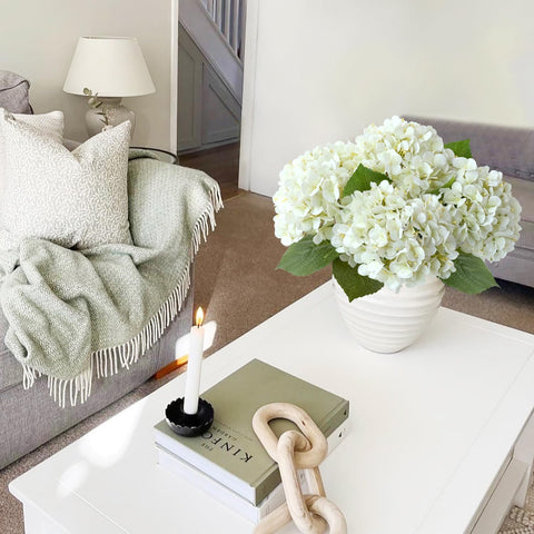 JINWOE White Hydrangea real-touch-petals texture for a natural look