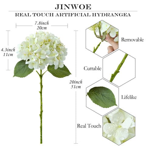 JINWOE White Hydrangea water-condensation effect on petals for realism