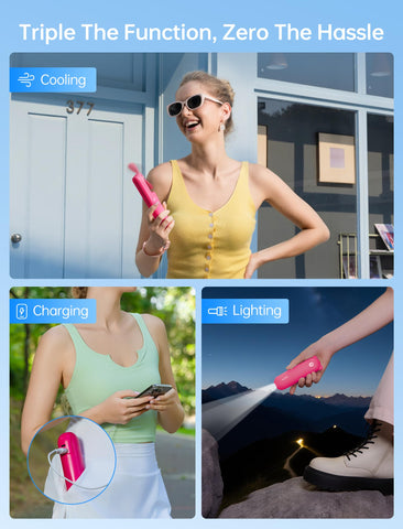 JISULIFE 3in1 fan power-bank, keeps devices charged on the go