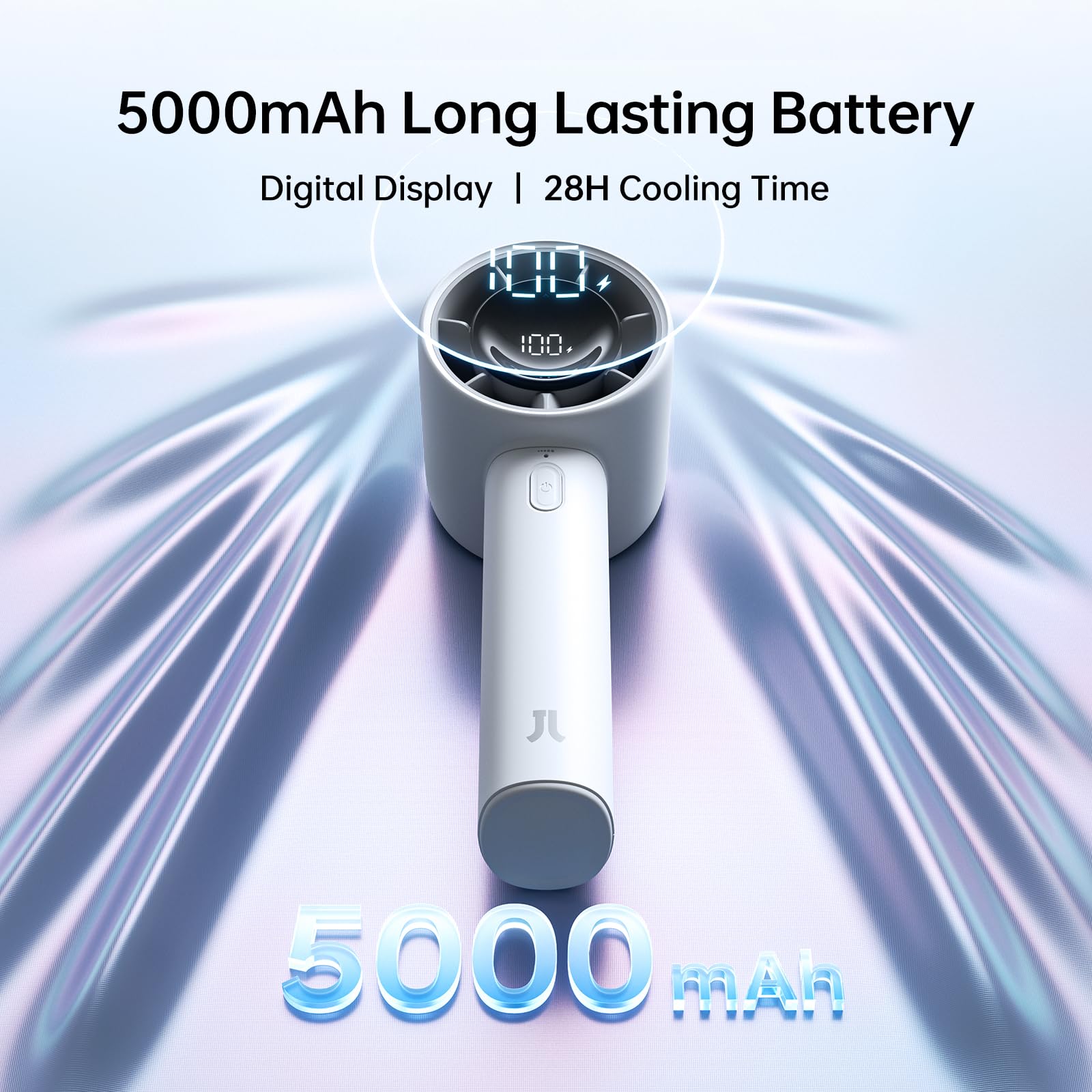 JISULIFE 5000mAh battery indicator displays remaining power for all-day cooling