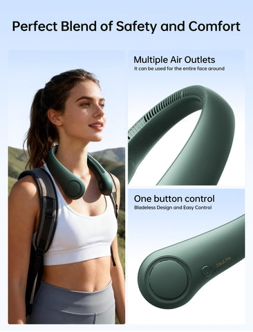 JISULIFE neck fan with 78 air outlets delivers broad, refreshing airflow.