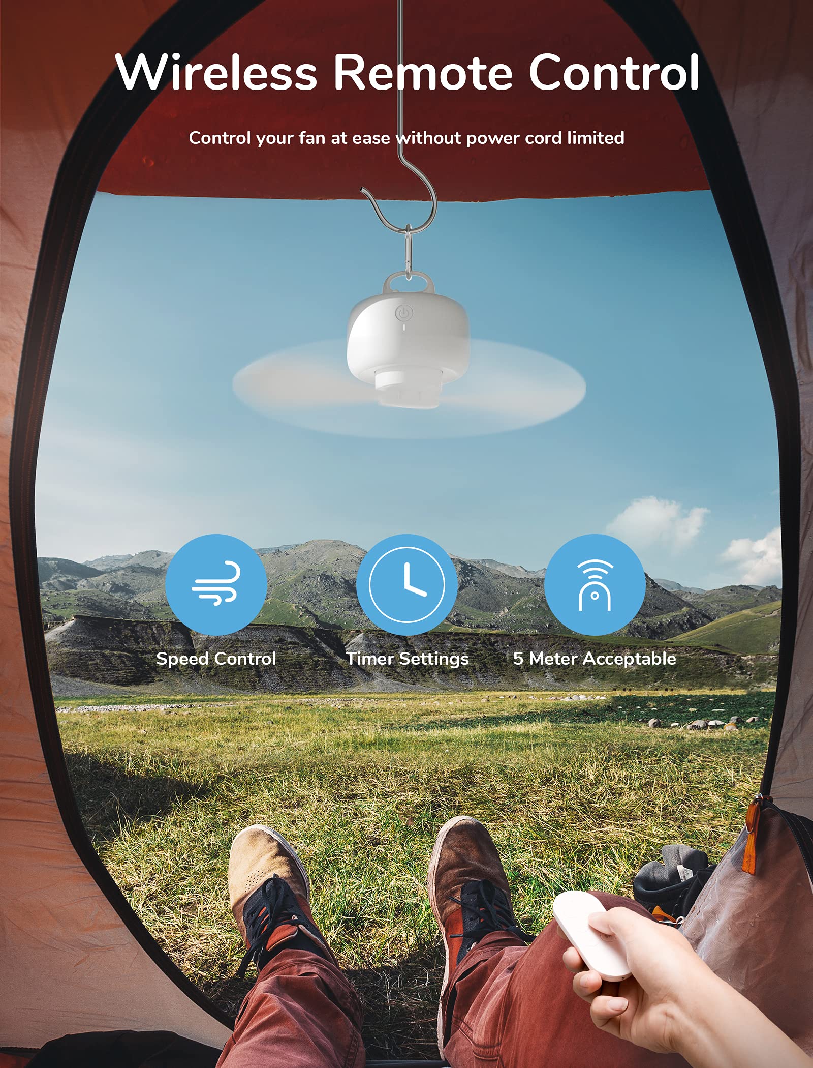 JISULIFE camping fan 8000mAh battery powering long outdoor sessions