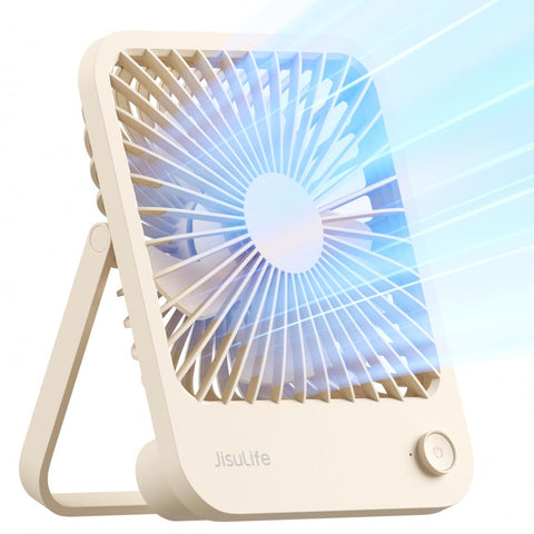 JISULIFE desk fan foldable 180-degree stand for versatile desktop cooling.