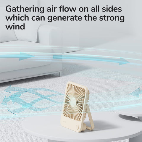 JISULIFE desk fan offers four speeds plus natural wind mode for personalized cooling.
