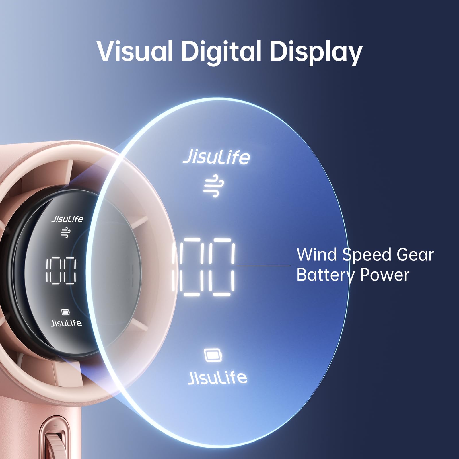 JISULIFE fan showcasing scroll switch for precise wind control