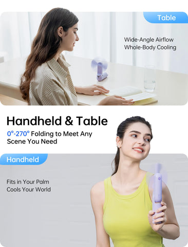 JISULIFE Handheld Fan 8 Plus endurance up to 37 hours on low speed