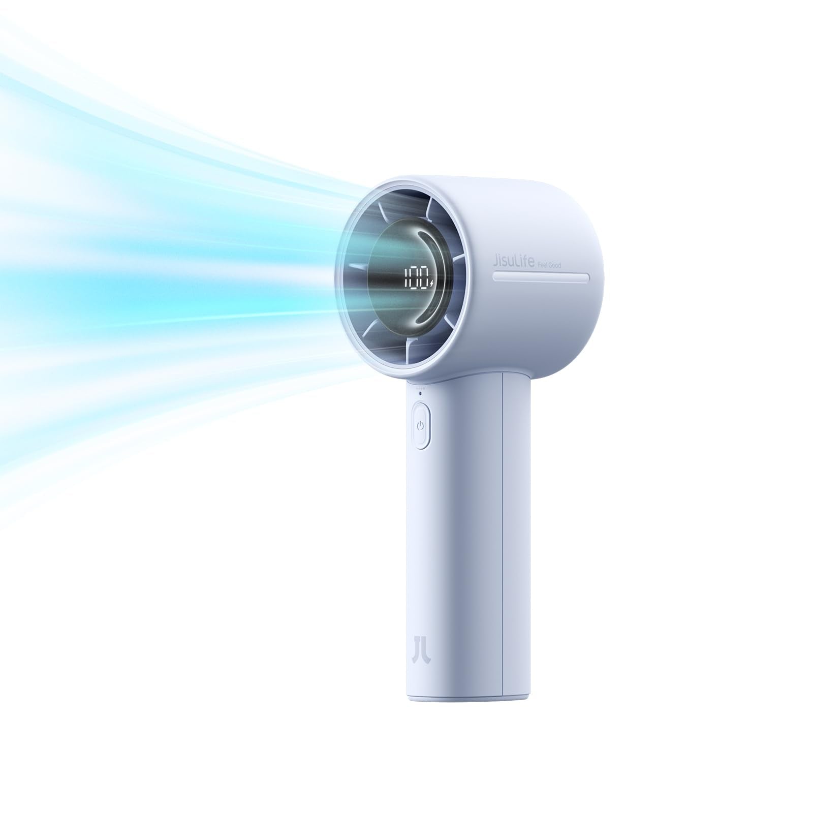 JISULIFE Handheld Fan compact body for on-the-go cooling.