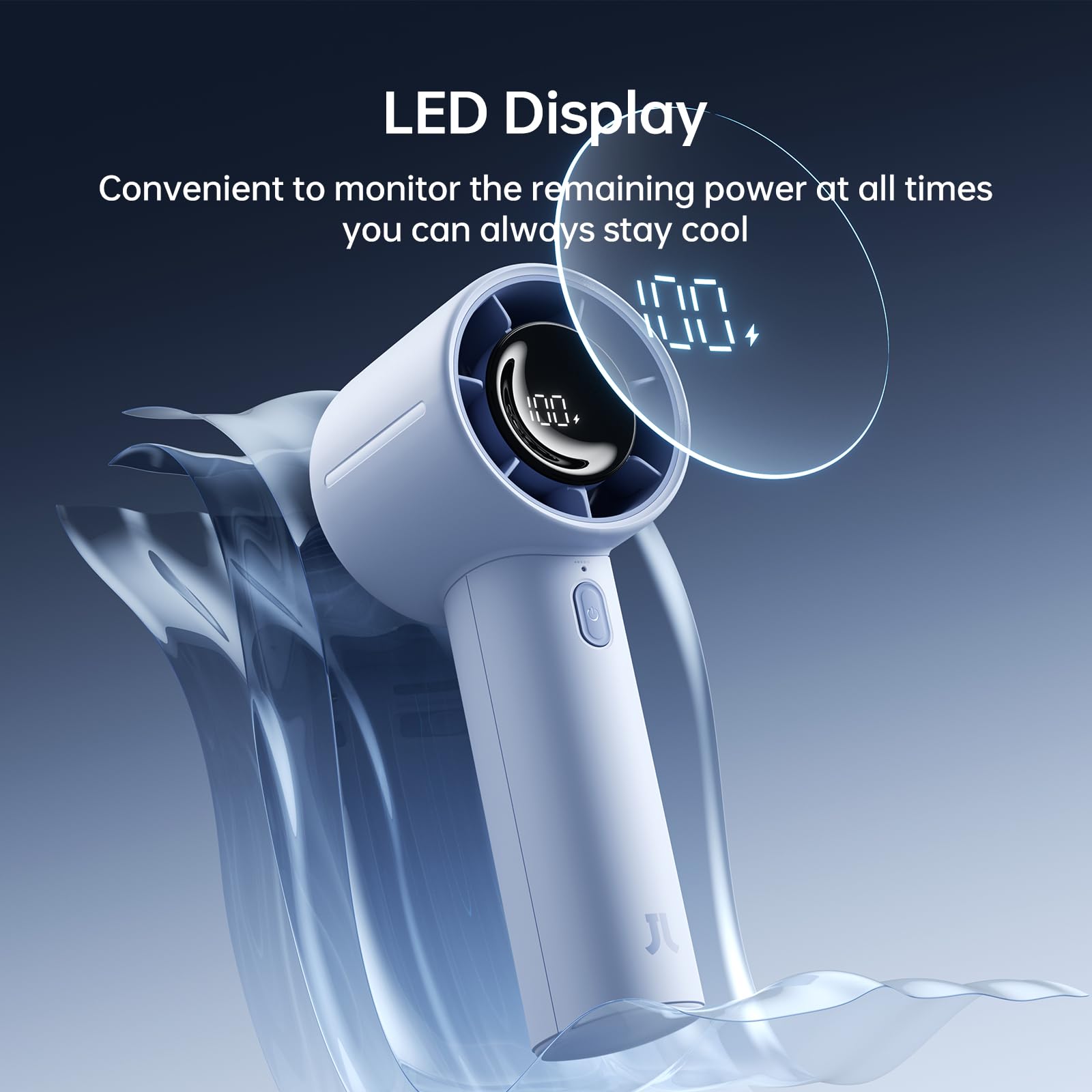 JISULIFE Handheld Fan five-speed settings for personalized comfort.