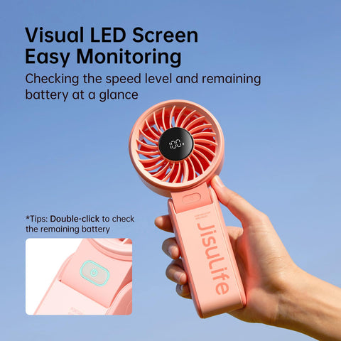 JISULIFE Handheld Fan Life7 five-speed settings let you customize breeze.