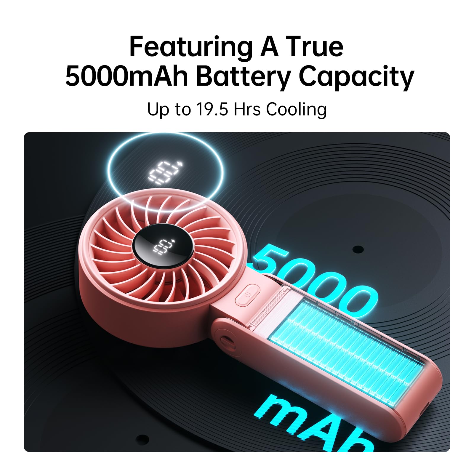 JISULIFE Handheld Fan Life7 twelve-blade design delivers strong airflow on hot days.