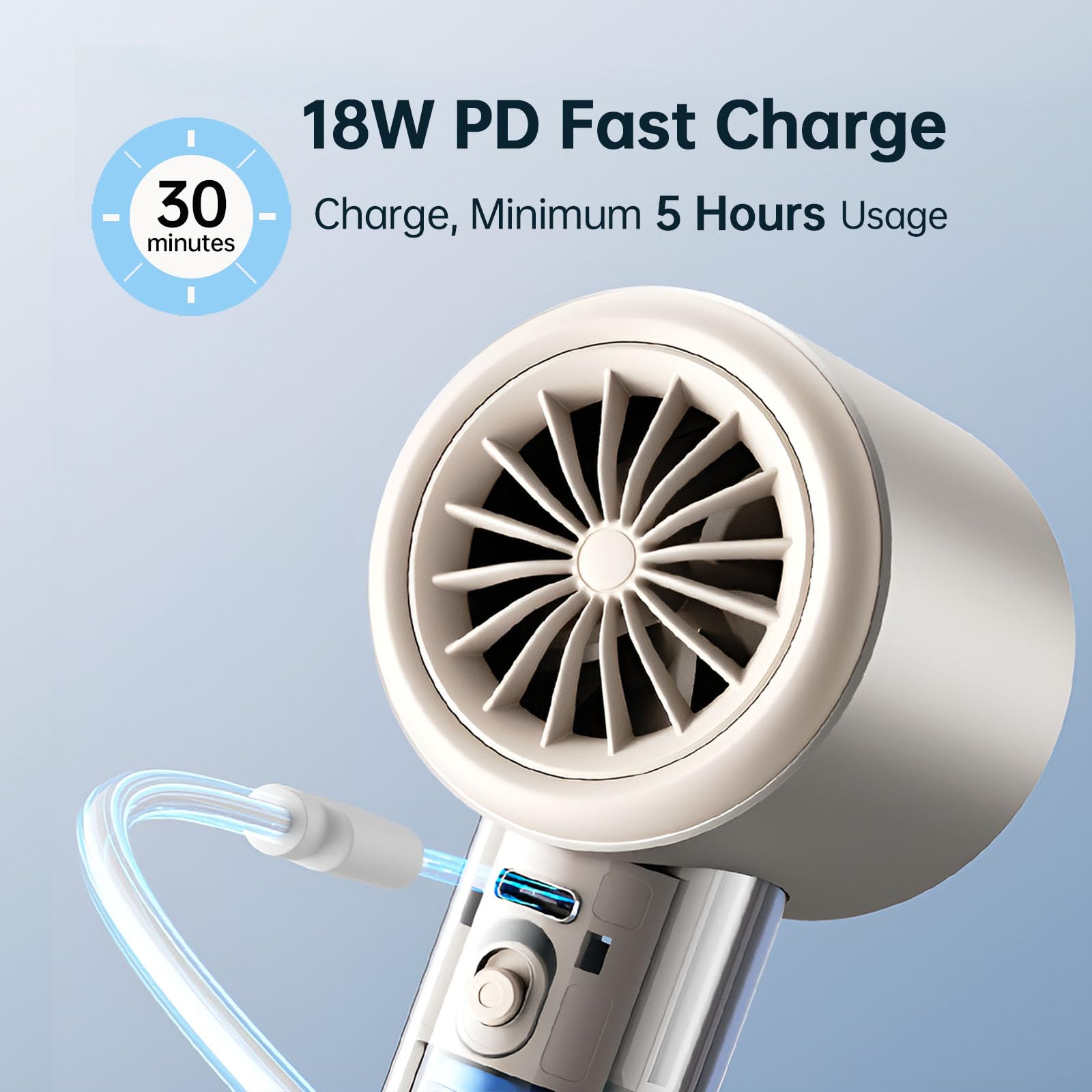 JISULIFE Handheld Fan Pro Series 1-100 speed scroll enables precise airflow.