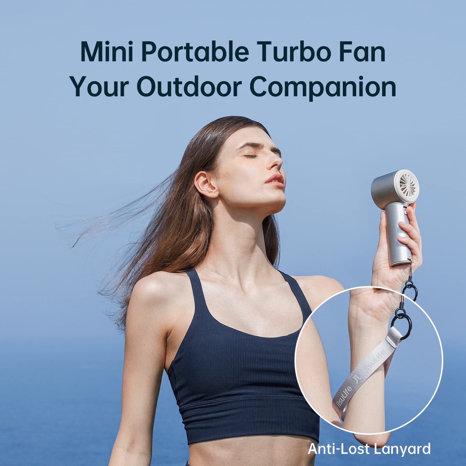 JISULIFE Handheld Fan Pro Series anti-lost lanyard keeps it secure.