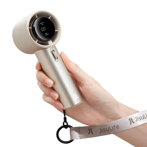 JISULIFE Handheld Fan Pro Series with a durable metal body for portable cooling.