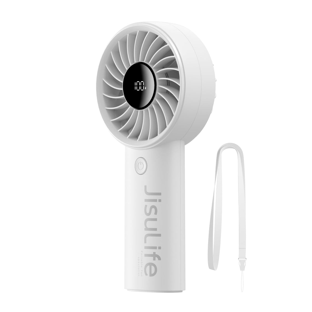 JISULIFE handheld fan delivers strong, wide wind for outdoor use and travel refreshment.