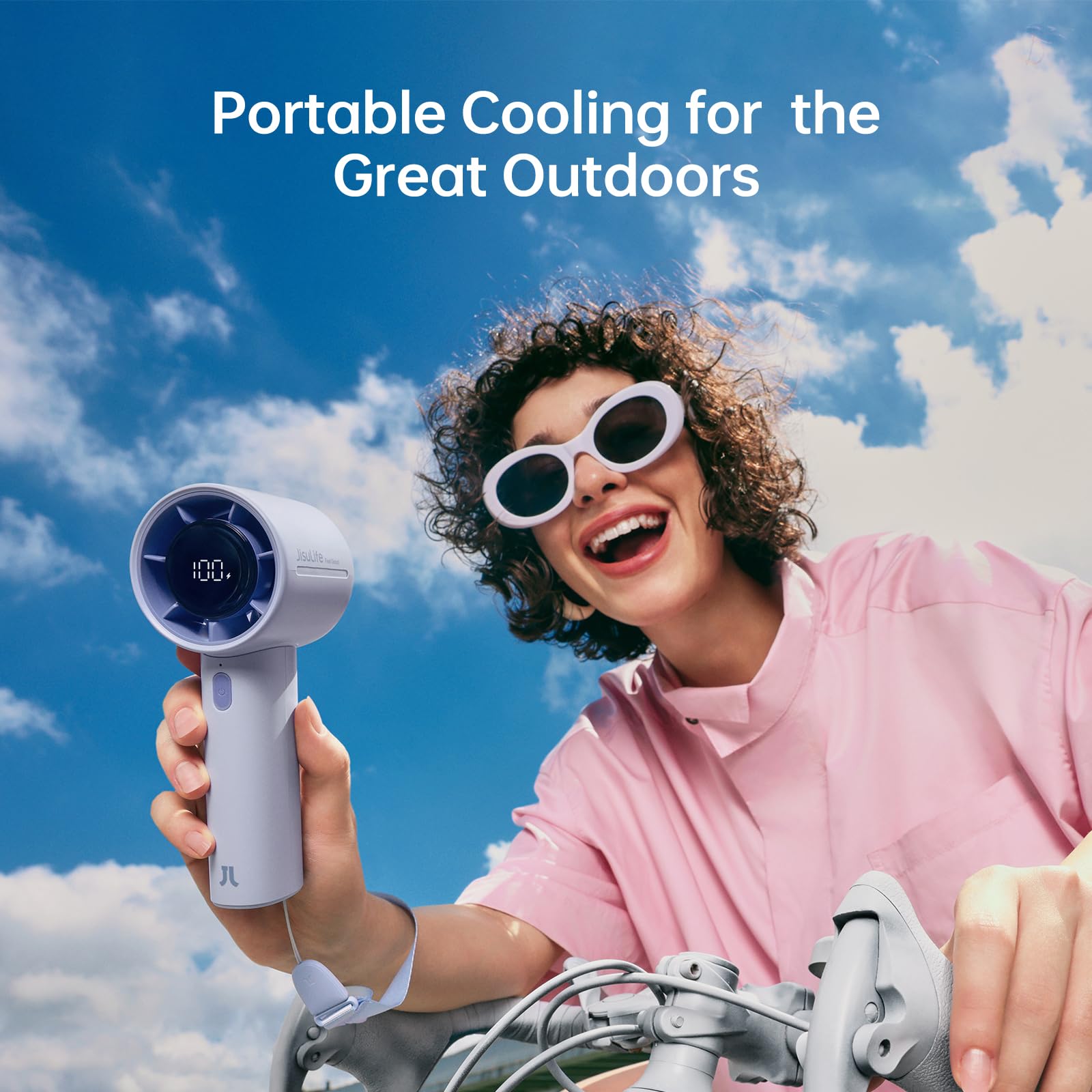 JISULIFE Handheld Fan travel use, perfect for outings and commutes.
