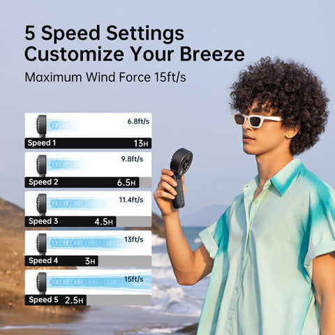 JISULIFE Life7 13h runtime product shot emphasizes all-day cooling.