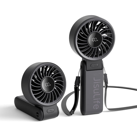 JISULIFE Life7 handheld fan with 12 blades delivering strong airflow for hot days