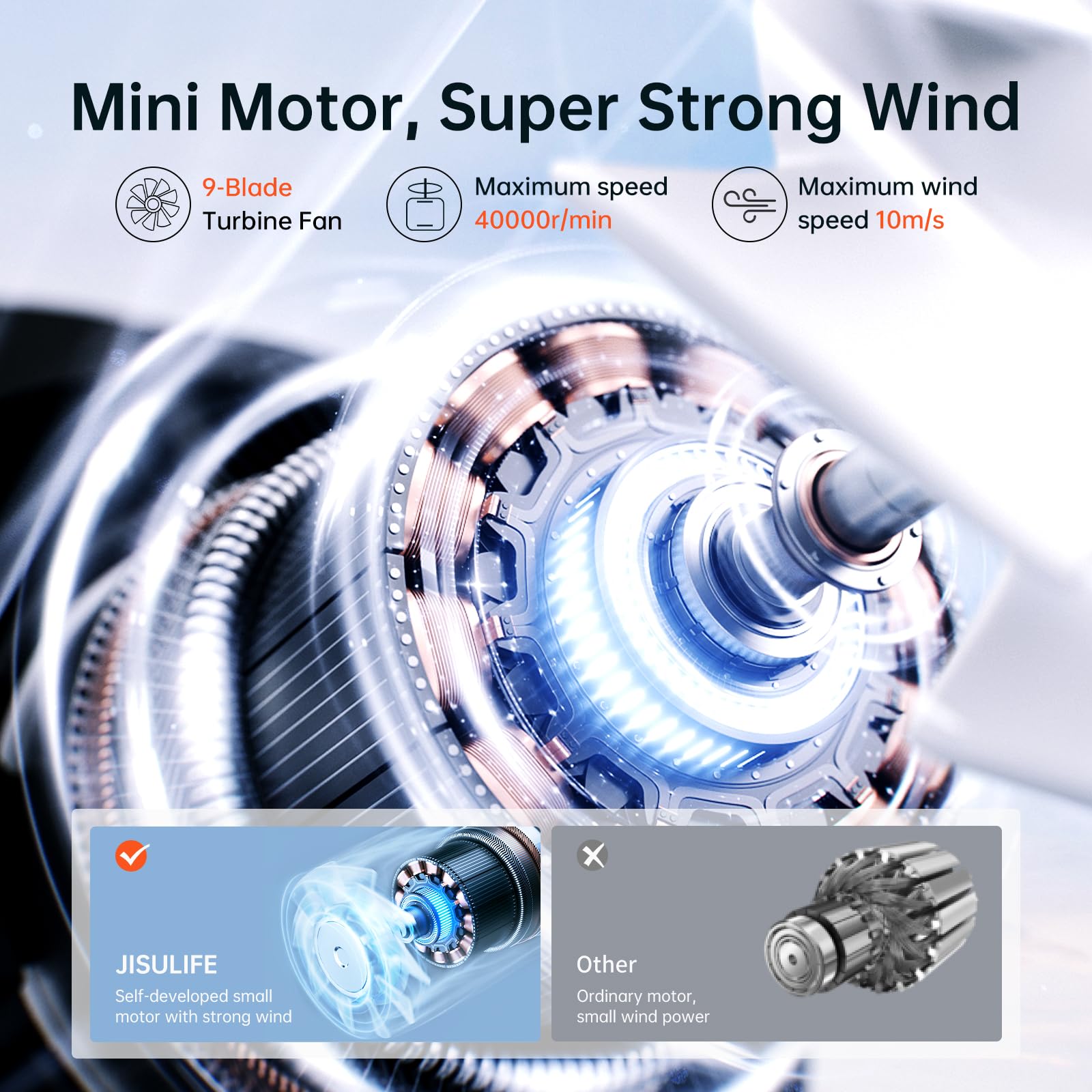 Five-speed control lets you tailor breeze strength.