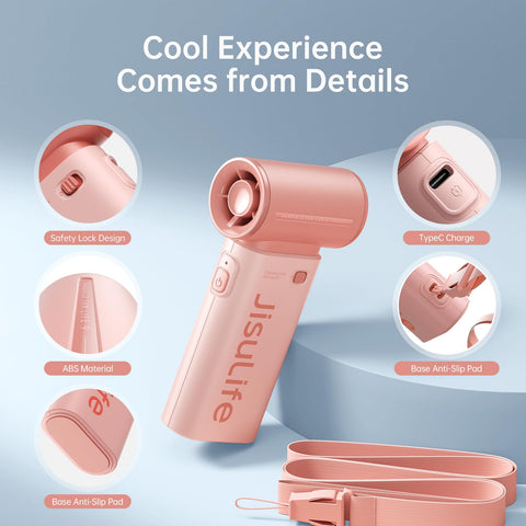 JISULIFE Life9 lanyard included keeps the fan handy during travel.