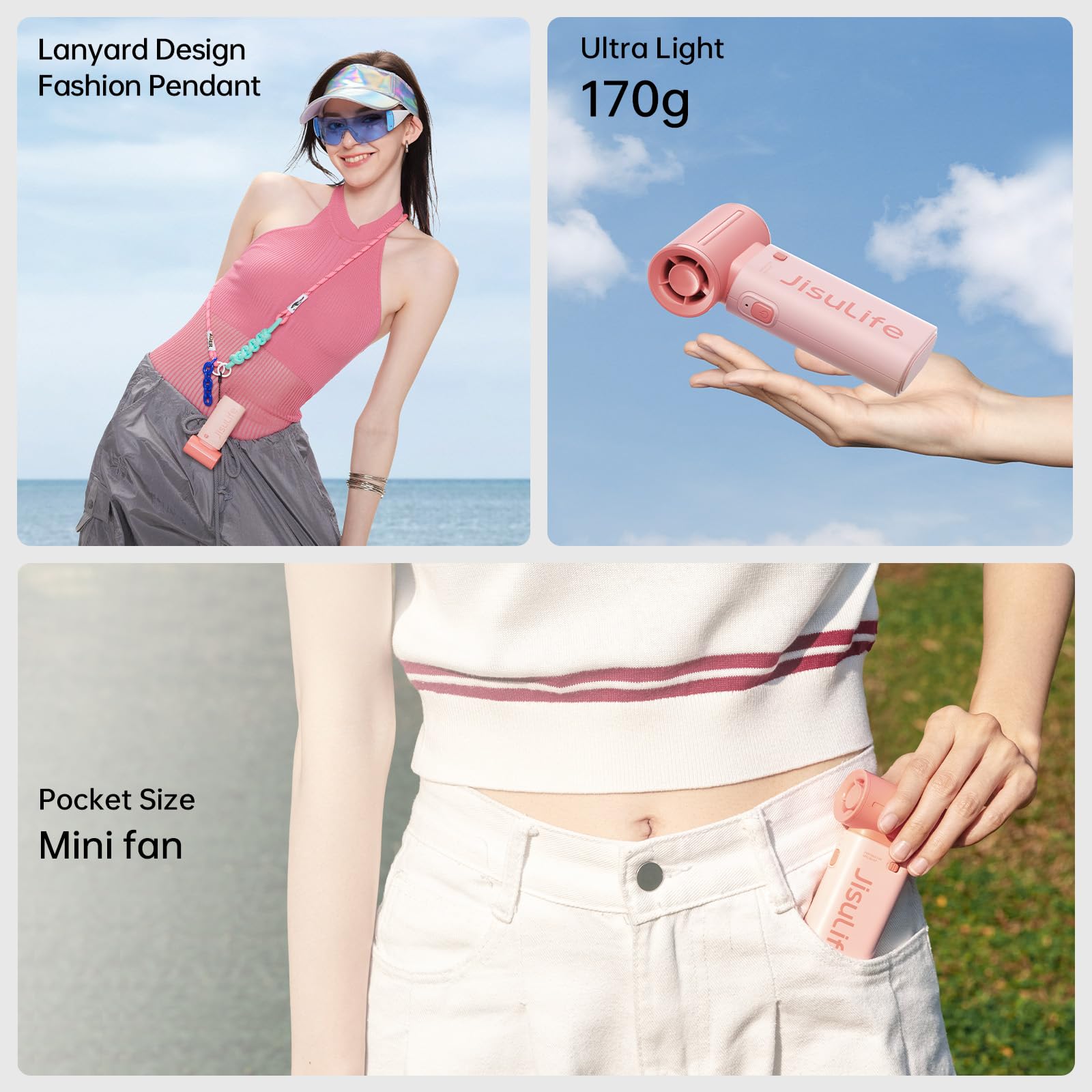 JISULIFE Life9 USB charging port enables versatile recharging anywhere.